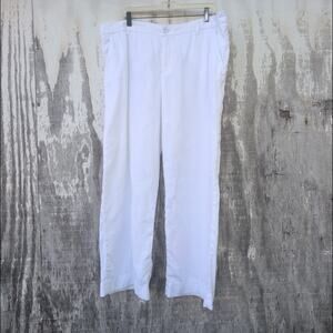 Garnet Hill 100% Linen Euro Summer Wide Leg White Pants Women's 18